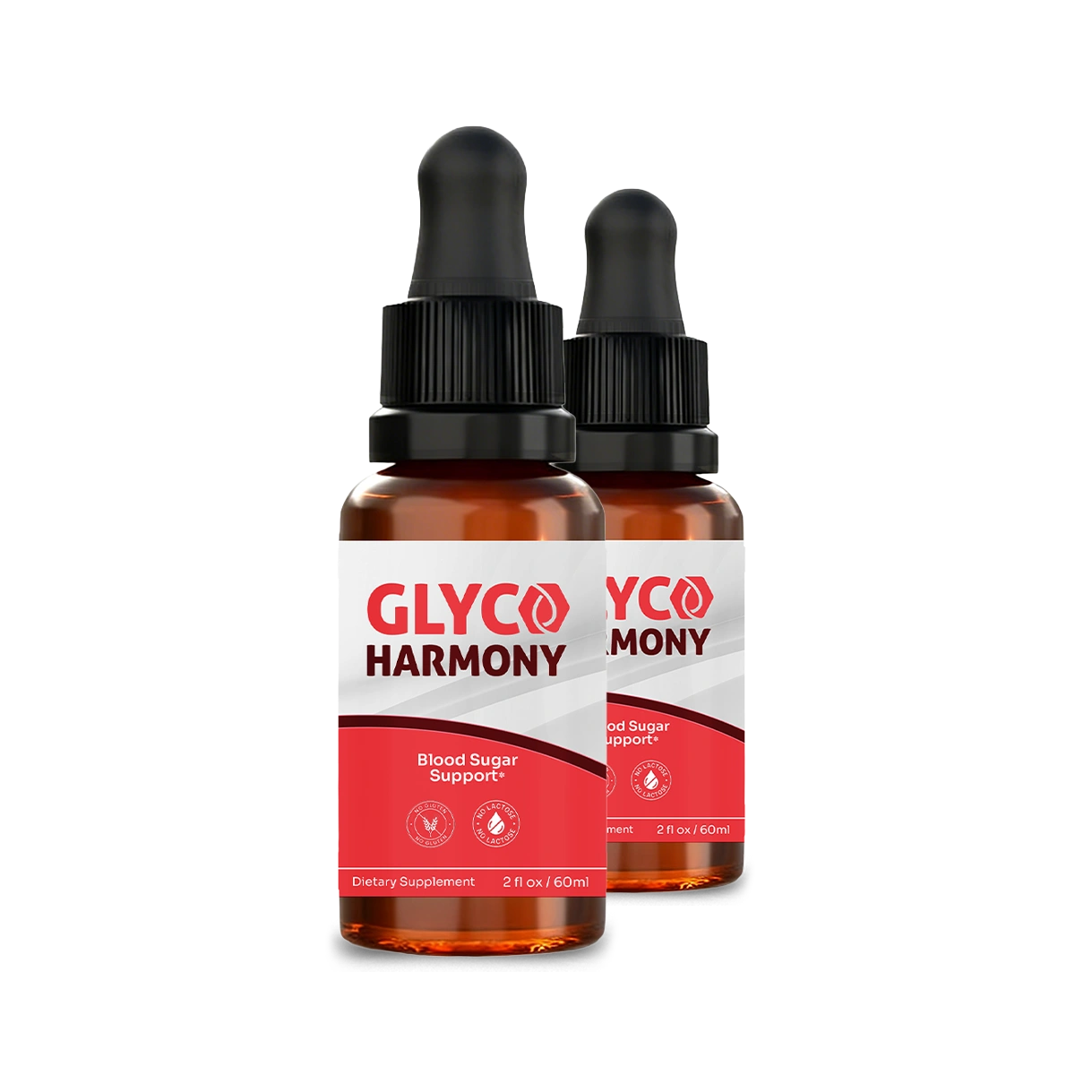 Glyco Harmony liquid drops bottles showing the dropper format and 2 fl oz size